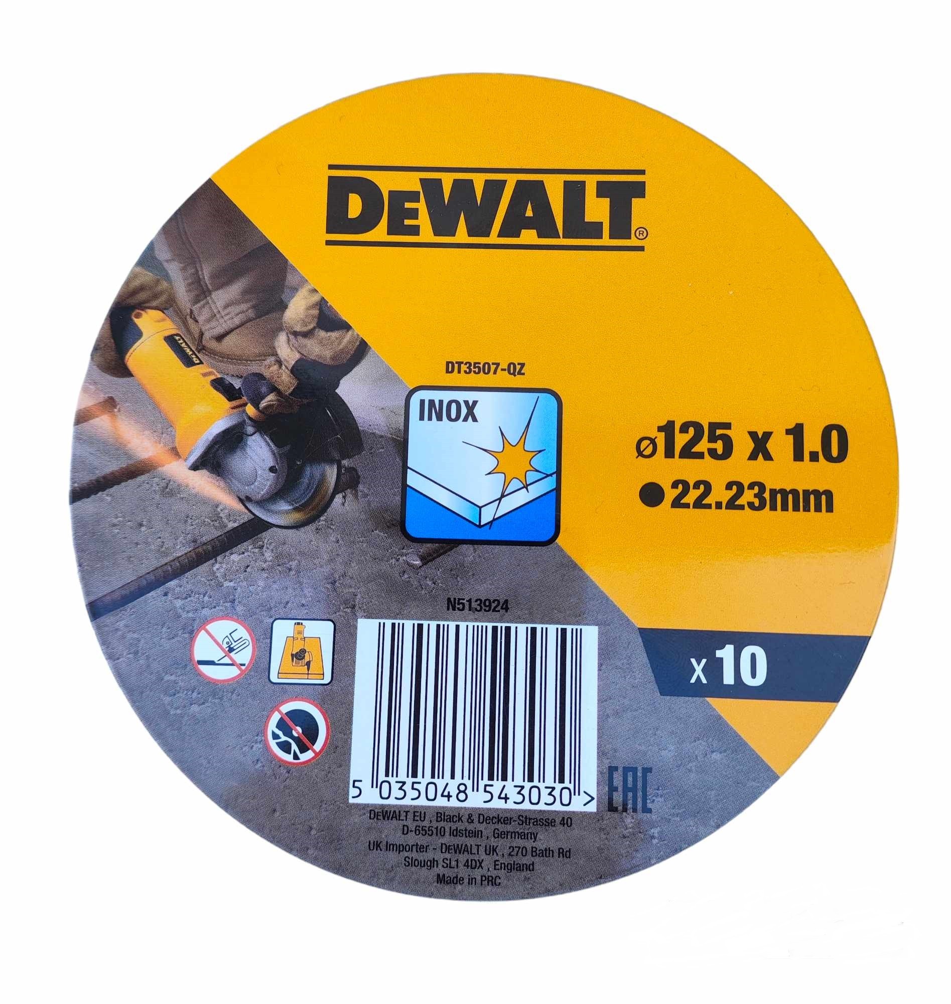 Δίσκοι Κοπής (10 τεμάχια) DeWalt (125 mm x 1.0) DT3507-QZ